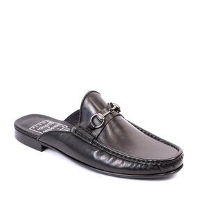Roberto Serpentini 17247 Black Leather Slides Comfort Mules Sandals